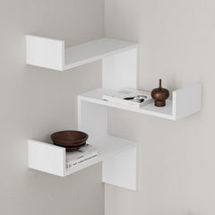 Luksa Corner Wall Mounted Modern Bookcase Display Unit Medium W 60cm - Decortie