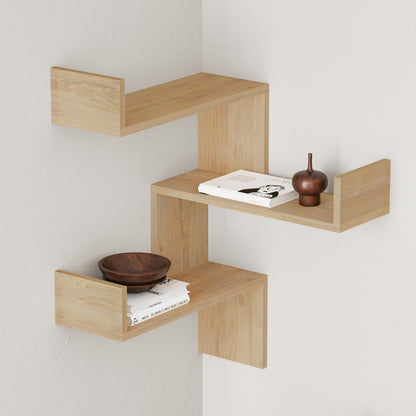 Luksa Corner Wall Mounted Modern Bookcase Display Unit Medium W 60cm