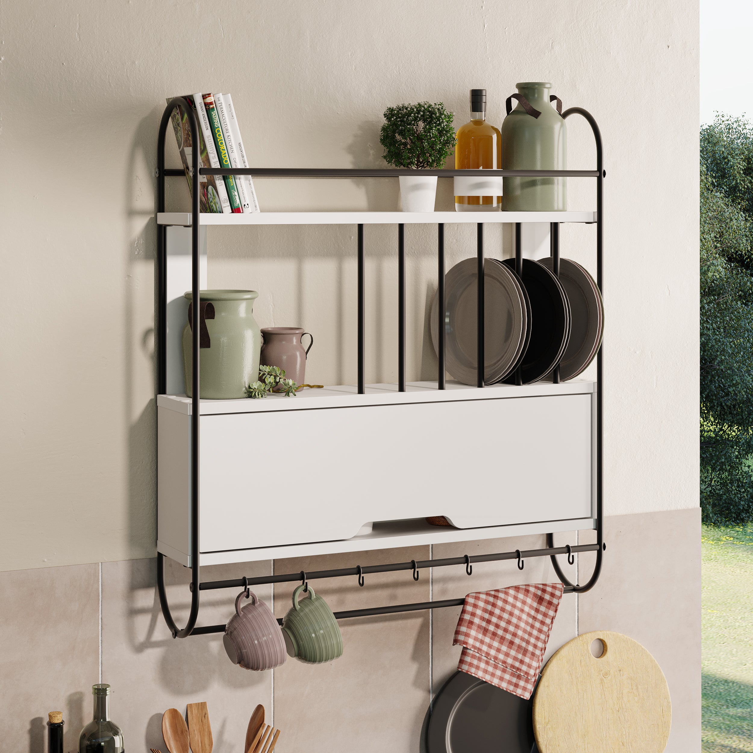 Holi Modern Kitchen Wall Shelf Unit H 86.6 - Decortie