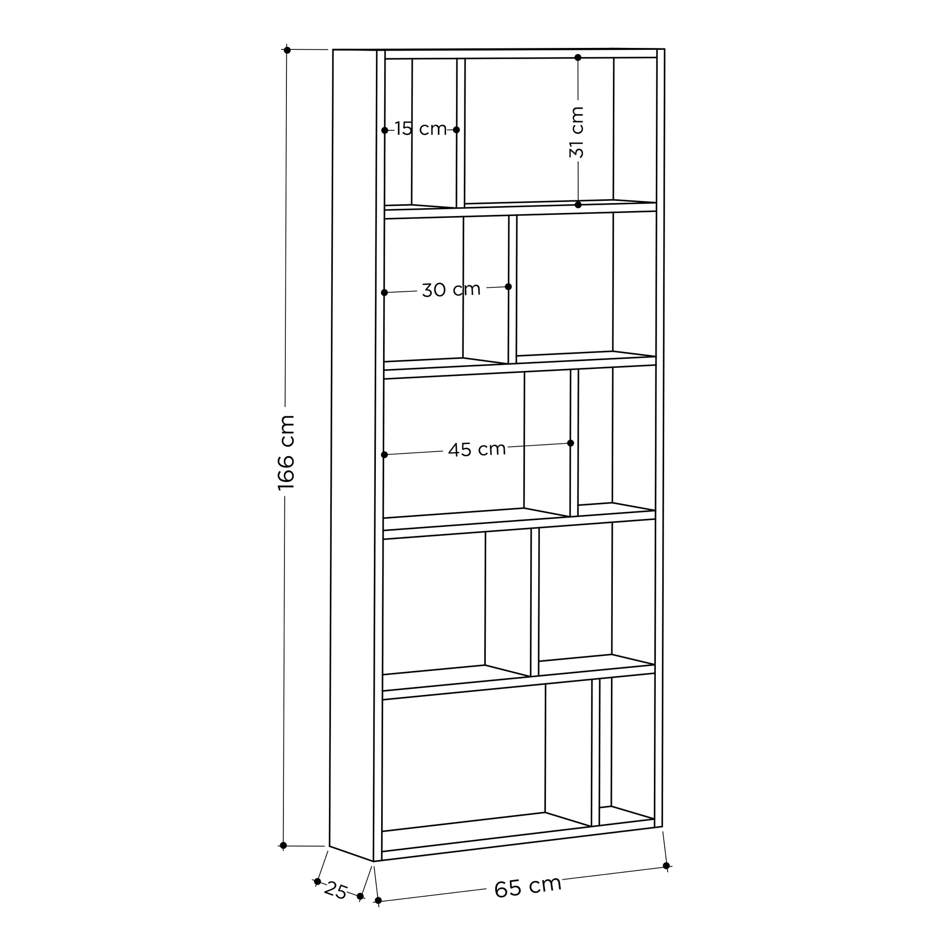 Onda Modern Bookcase Display Unit Tall 166cm - Decortie