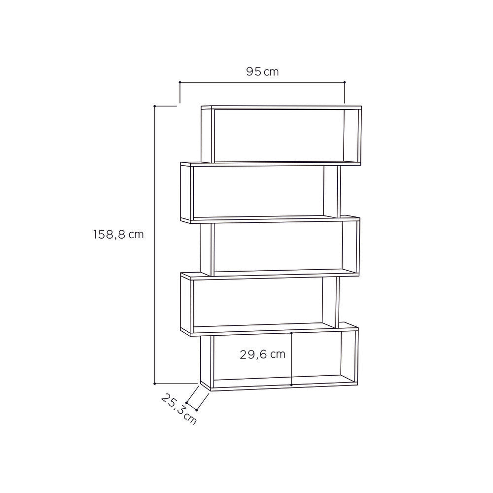 Kat Modern Bookcase Display Unit Tall 158cm - Decortie