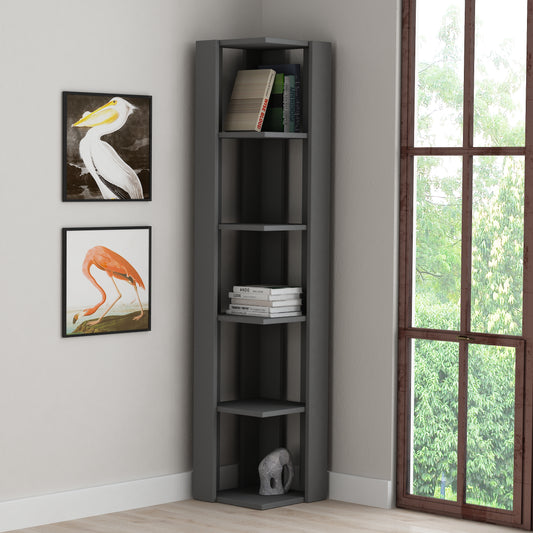 Nati Modern Corner Bookcase Display Unit Tall 161cm - Decortie