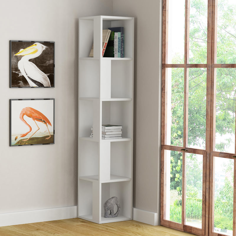Piano Modern Corner Bookcase Display Unit Tall 158.9cm - Decortie