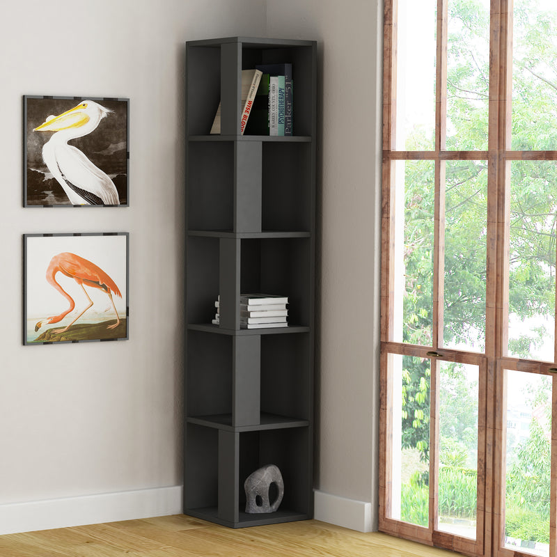 Piano Modern Corner Bookcase Display Unit Tall 158.9cm - Decortie
