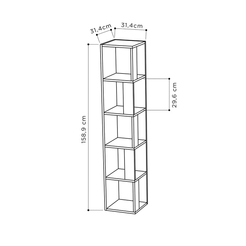 Piano Modern Corner Bookcase Display Unit Tall 158.9cm - Decortie