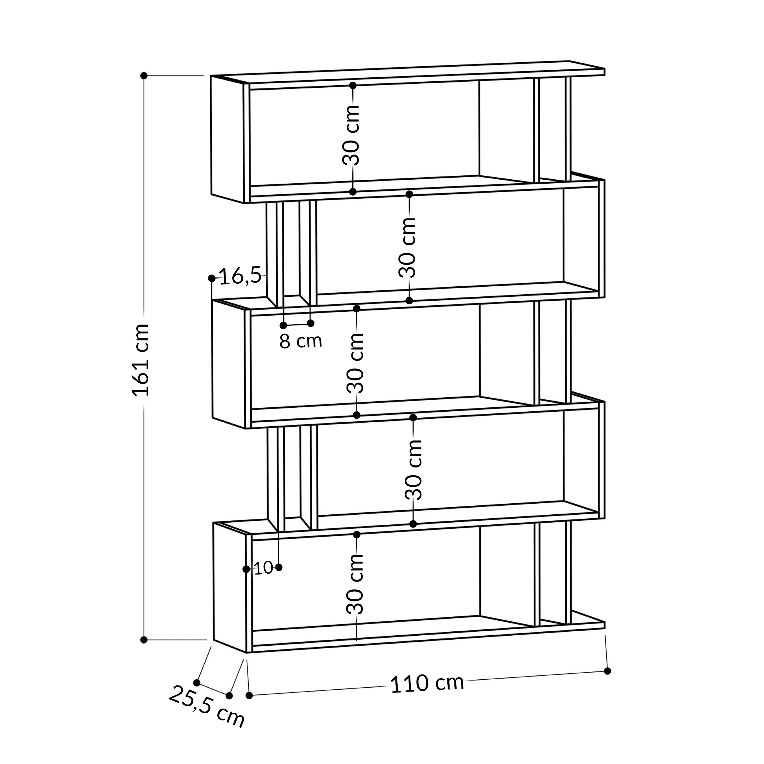 Partiro Modern Bookcase Display Unit Room Separator Tall 161cm - Decortie