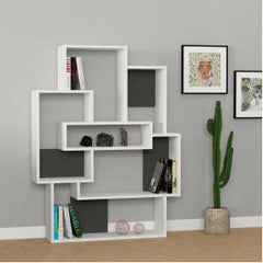 Barce Modern Bookcase Display Unit H 132cm – Anthracite,White