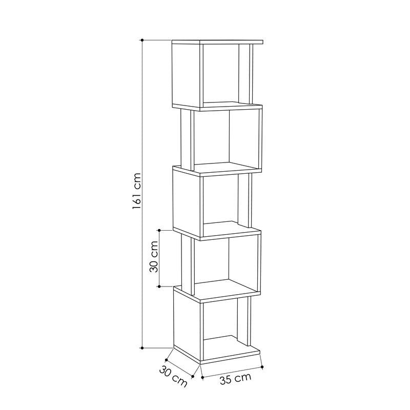 Piri Modern Bookcase Display Unit Tall 161cm - Decortie