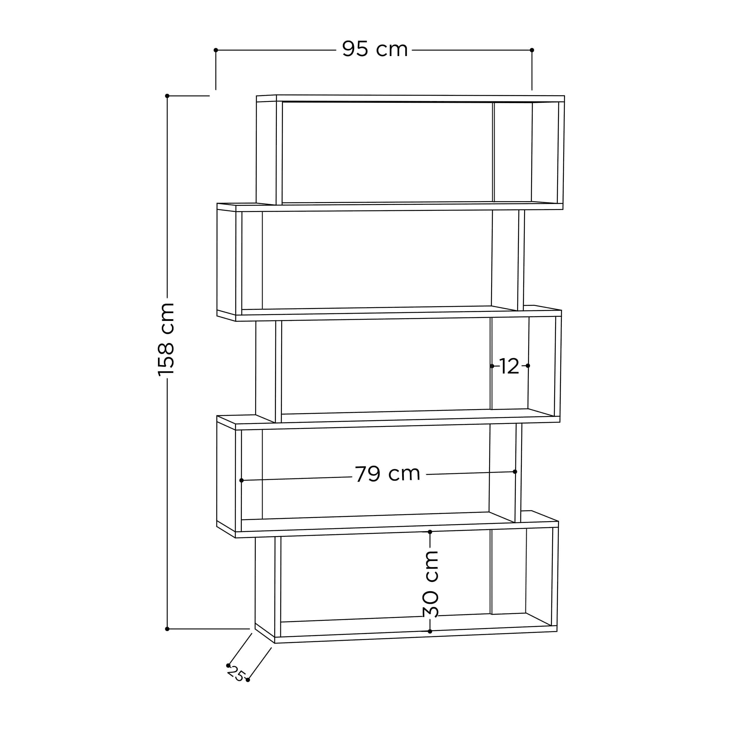 Oxford Modern Bookcase Display Unit Tall 159cm