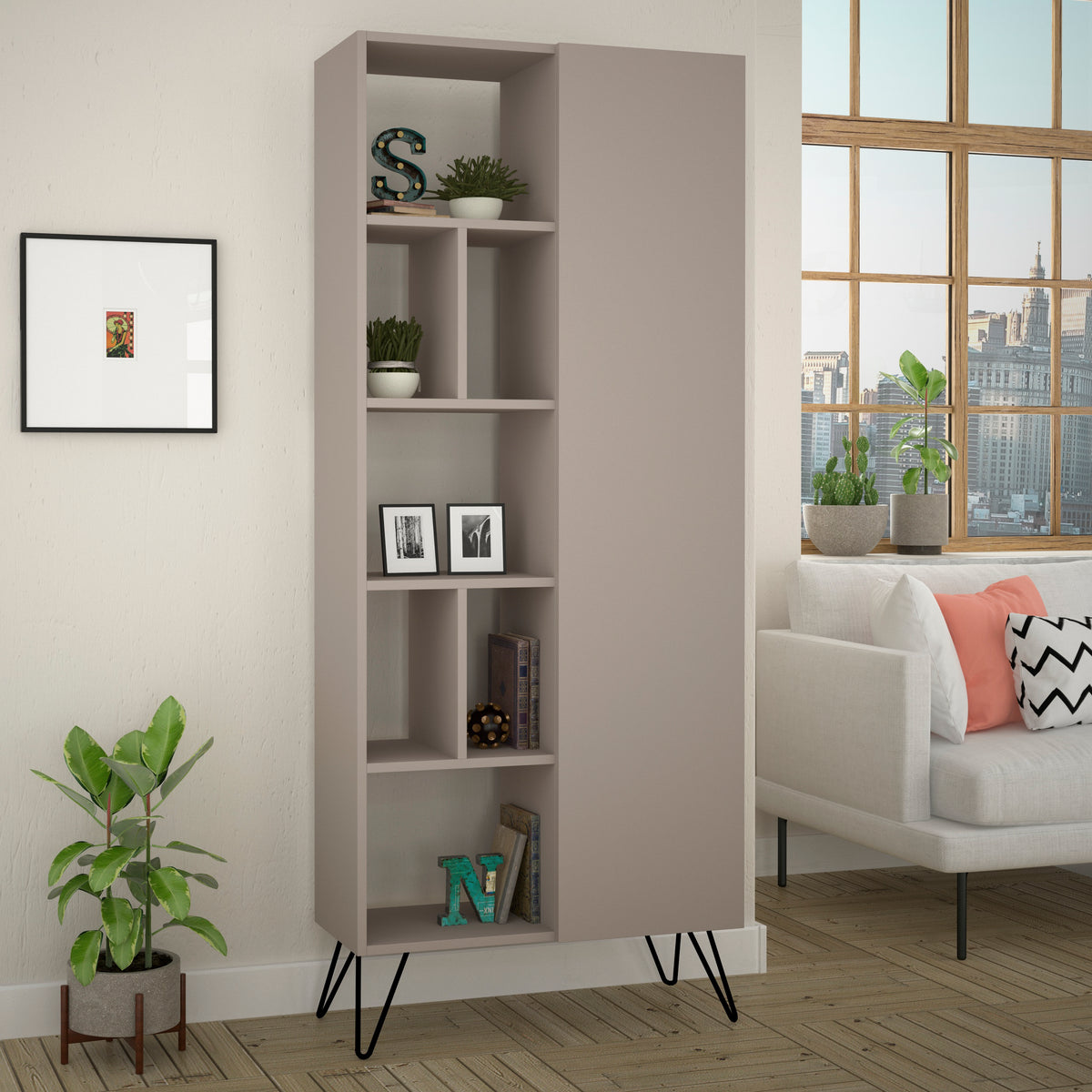 Jedda Modern Bookcase Display Unit Tall 191cm - Decortie