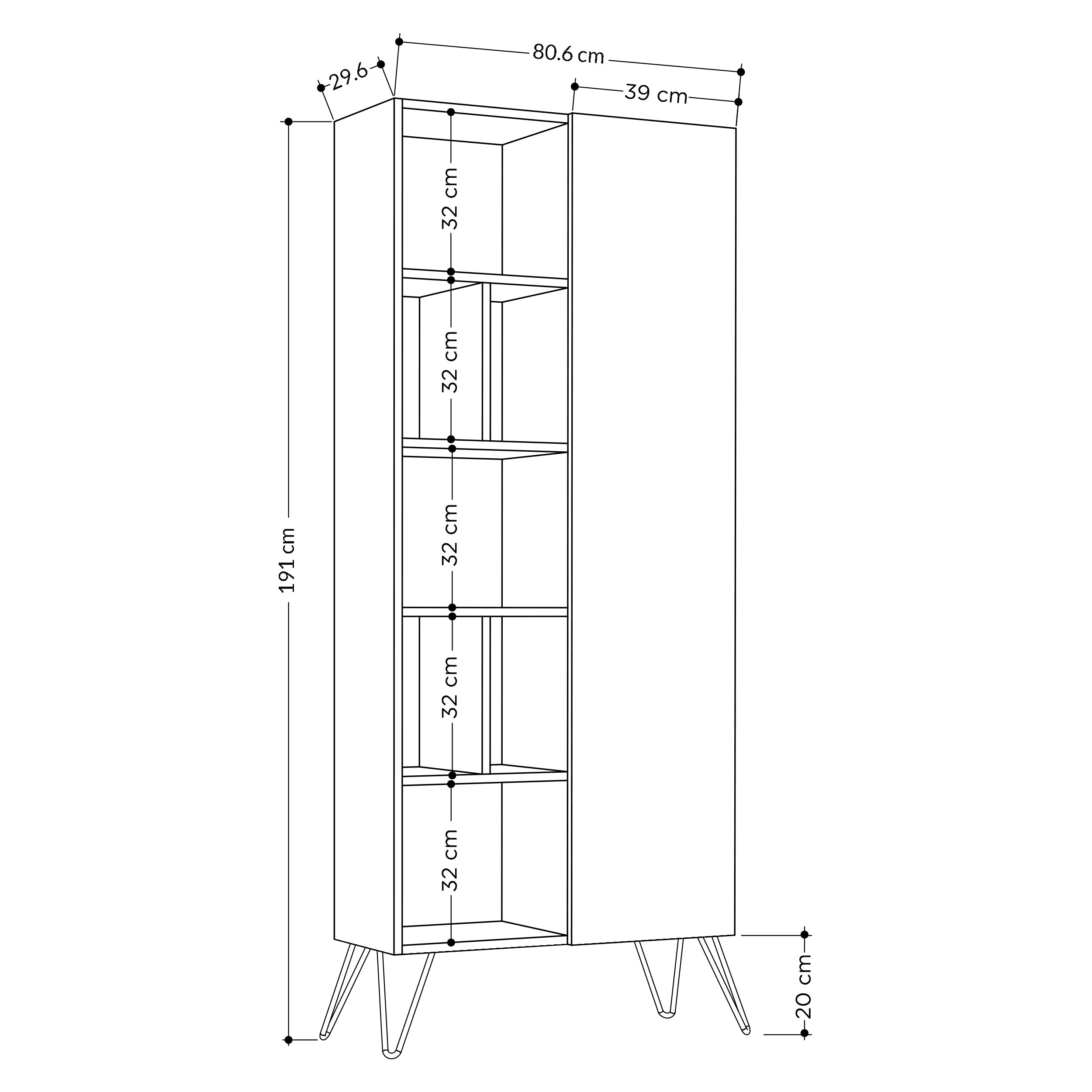 Jedda Modern Bookcase Display Unit Tall 191cm - Decortie