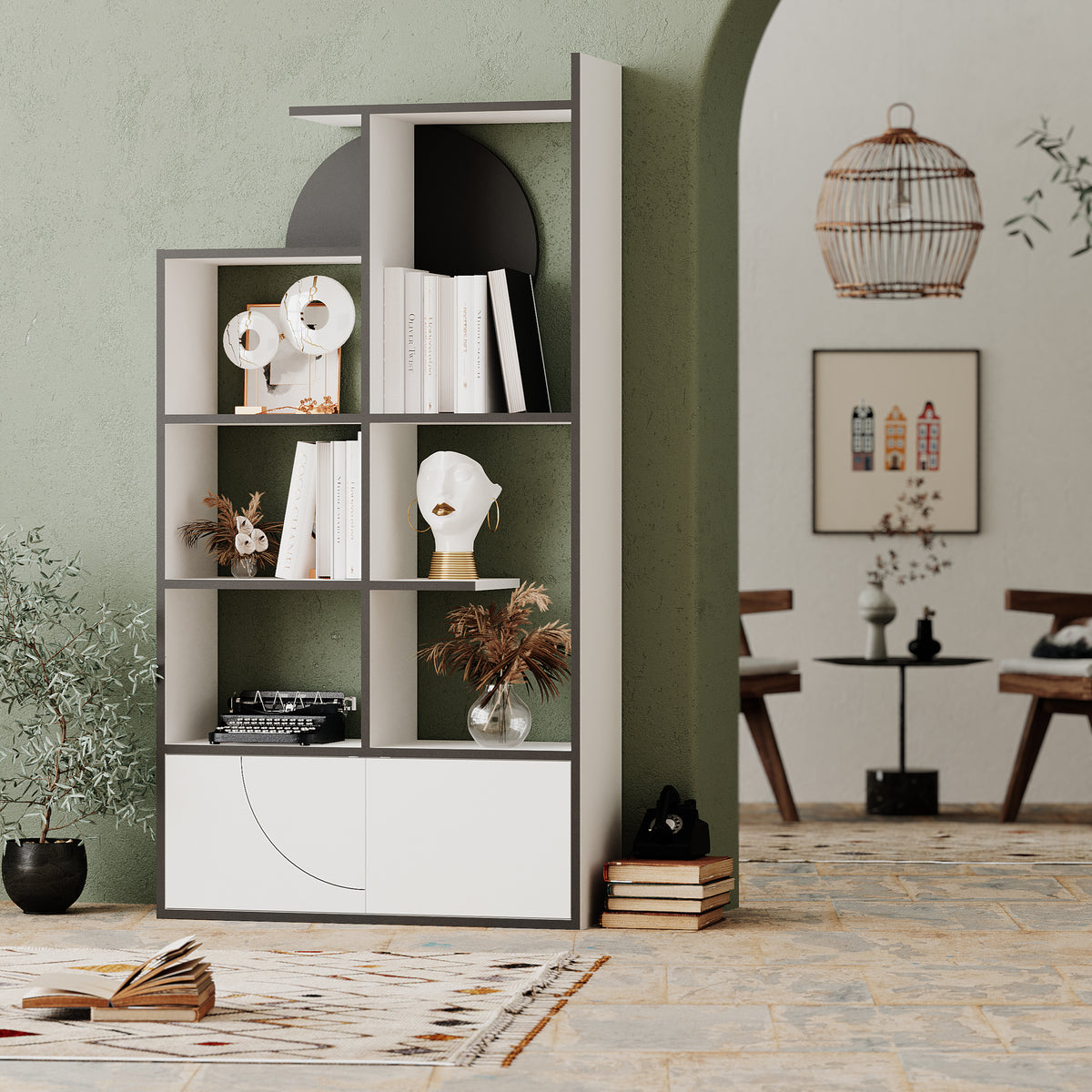 Half Modern Bookcase Display Unit Tall 165cm - Decortie