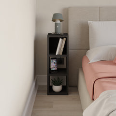 Combayn Small Low Standing Bookcase – Modular Storage Unit in Black Wood