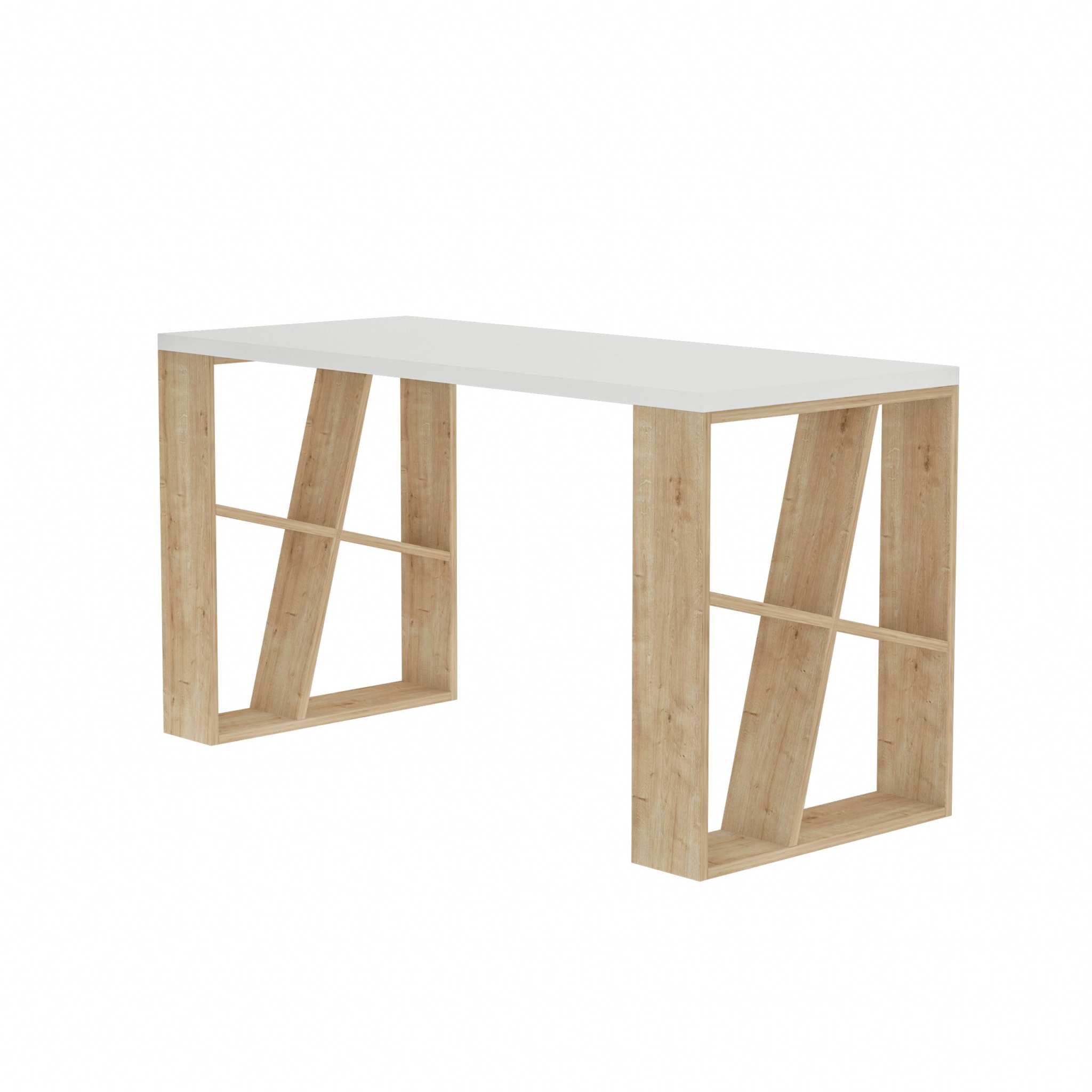 Honey Modern Desk With Bookshelf Legs Width 137cm - Decortie