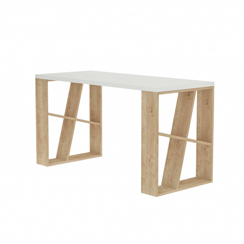 Honey Modern Desk With Bookshelf Legs Width 137cm - Decortie