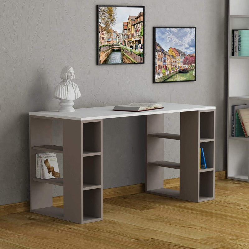 Colmar Modern Desk With Bookshelf Legs Width 140cm - Decortie