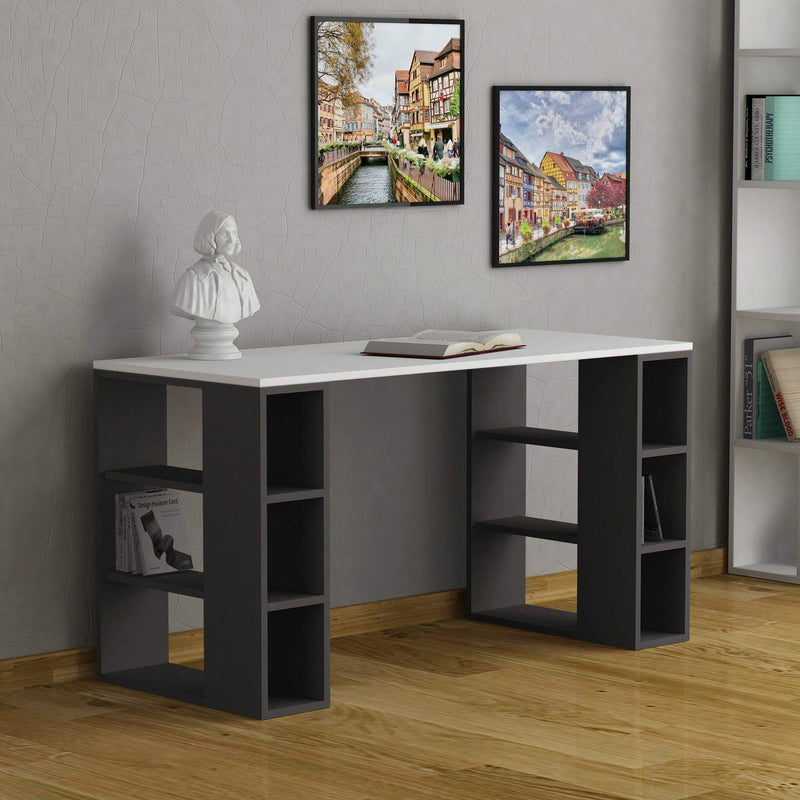 Colmar Modern Desk With Bookshelf Legs Width 140cm - Decortie