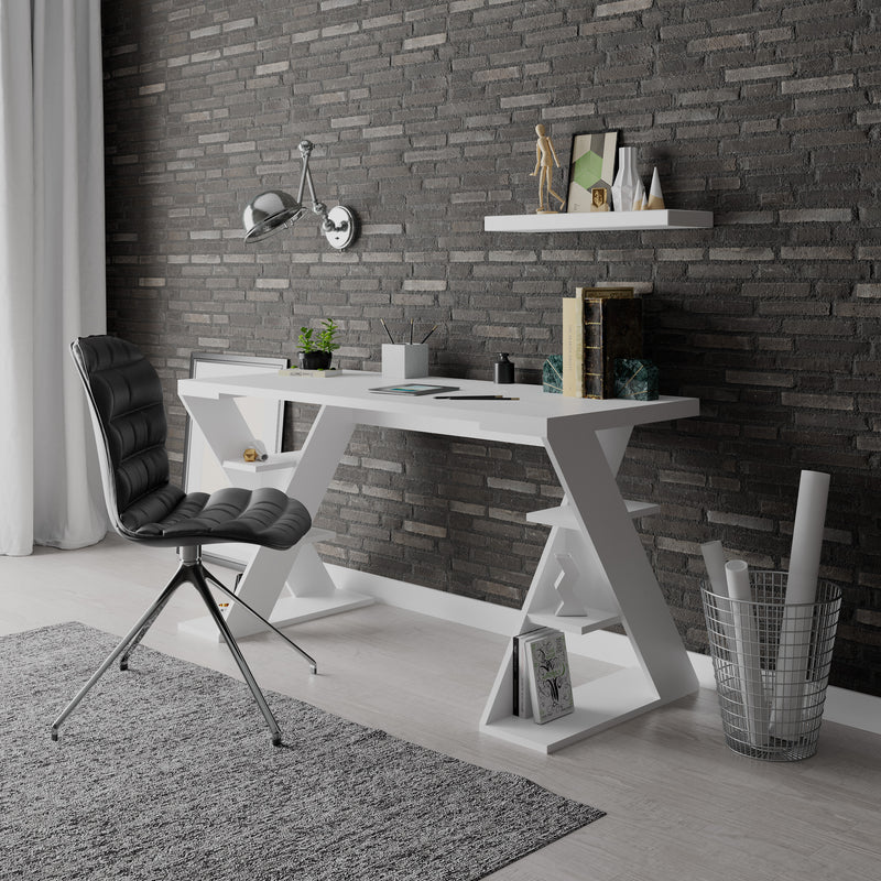 Papillon Modern Desk With Bookshelf Legs Width 137cm - Decortie