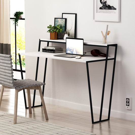Pal Modern Study Desk With Monitor Stand Width 124cm - Decortie