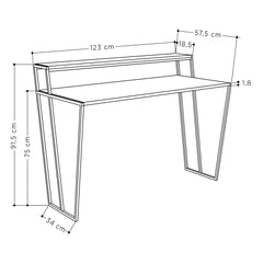 Pal Modern Study Desk With Monitor Stand Width 124cm - Decortie