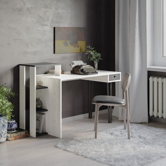 Loyd Study Desk With Drawer And Bookshelves Width 141cm - Decortie