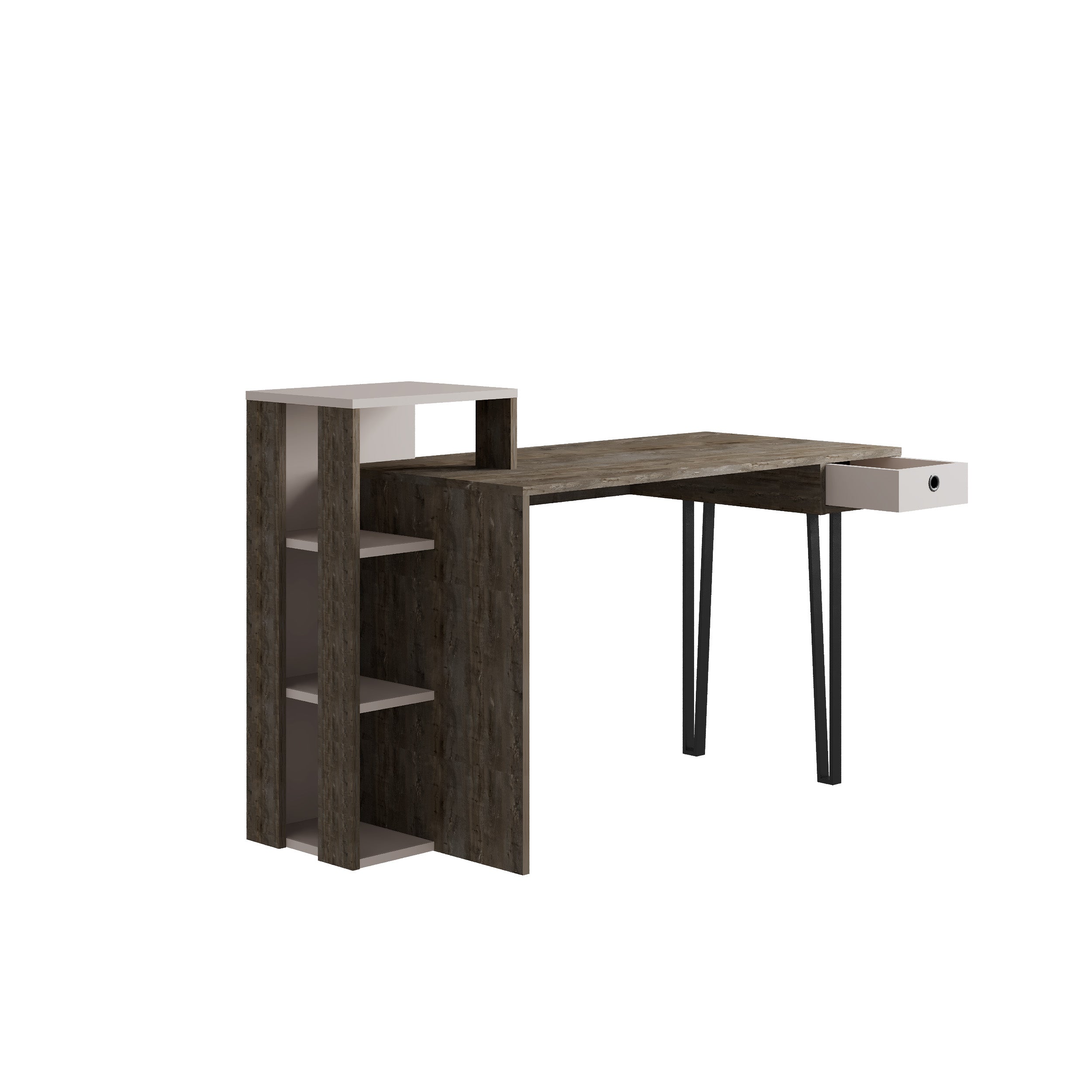 Loyd Study Desk With Drawer And Bookshelves Width 141cm - Decortie