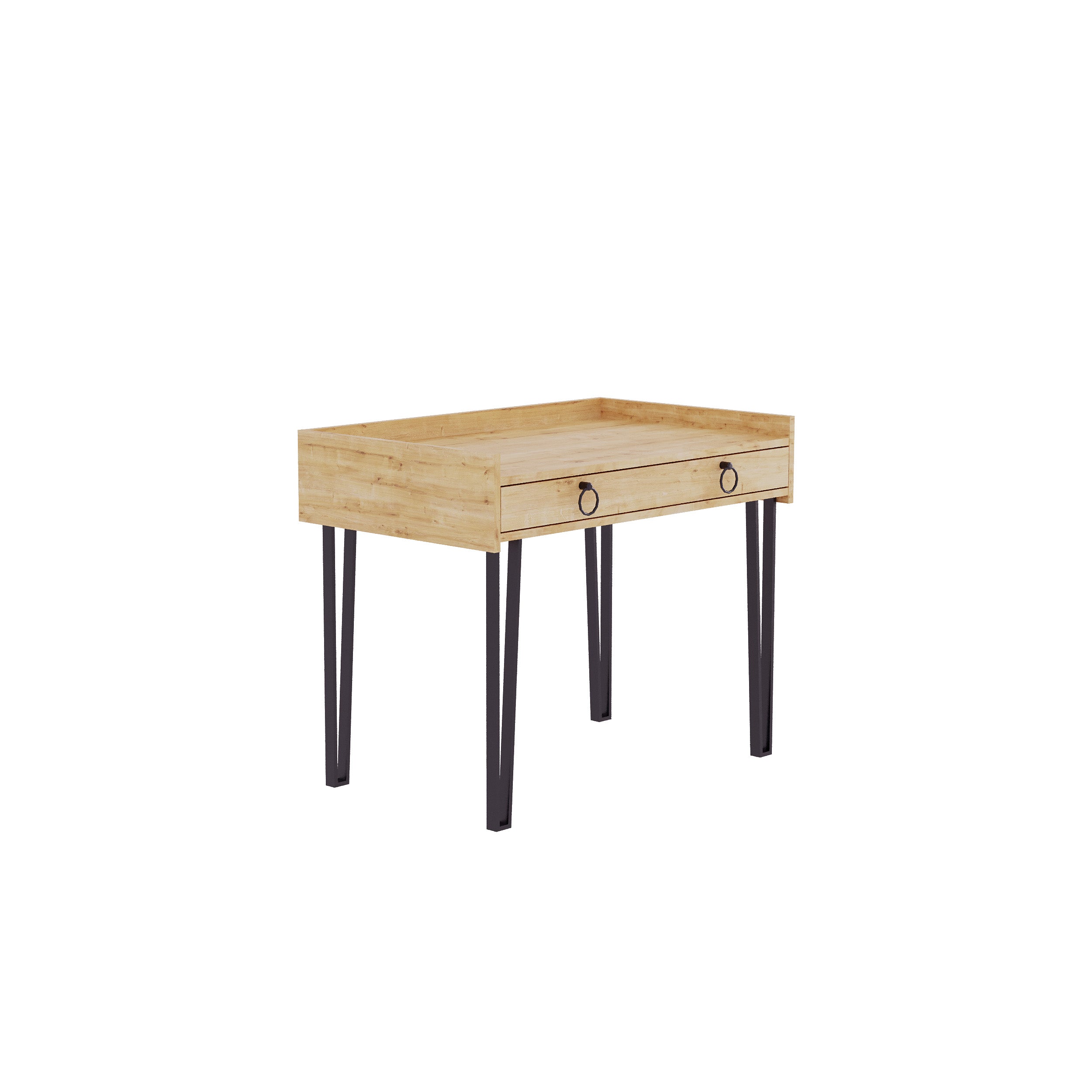 Sponge Study Desk Metal Legs With Drawer Width 100cm - Decortie