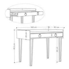 Sponge Study Desk Metal Legs With Drawer Width 100cm - Decortie