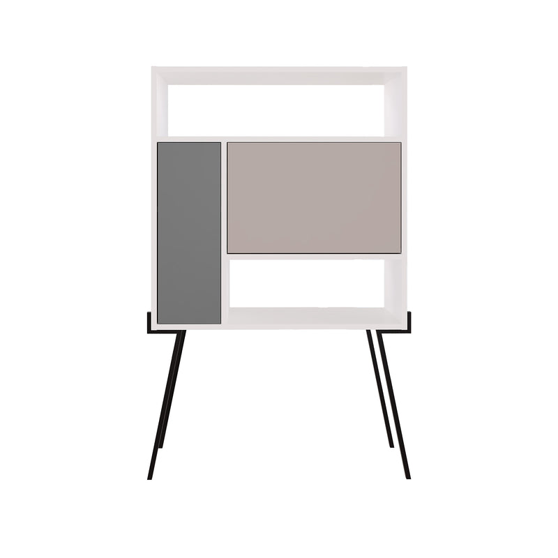 Tatti Modern Desk Multipurpose With Storage – White and Mocha Grey – wall-mounted home office desk