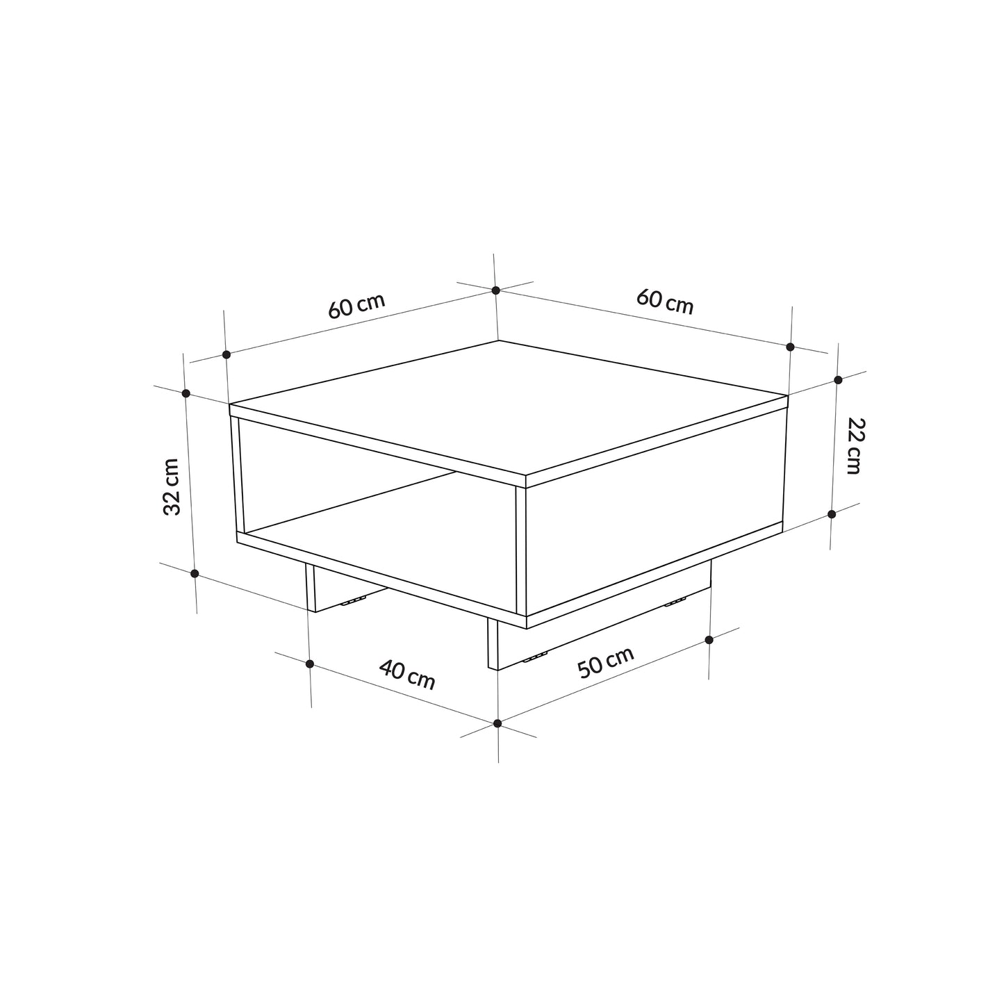 Hola Modern Coffee Table Multipurpose H 32cm