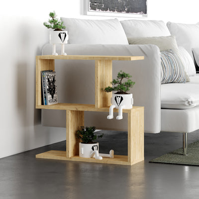 Homemania Modern Side Table with 4 Open Shelves