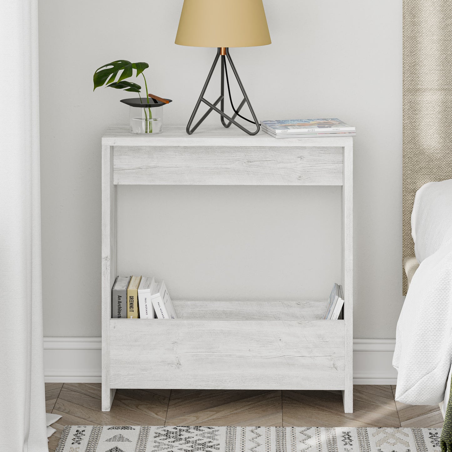 Simpi Modern Side End Table Mocha Grey Multipurpose With Creativeness H 60cm 2 Tier