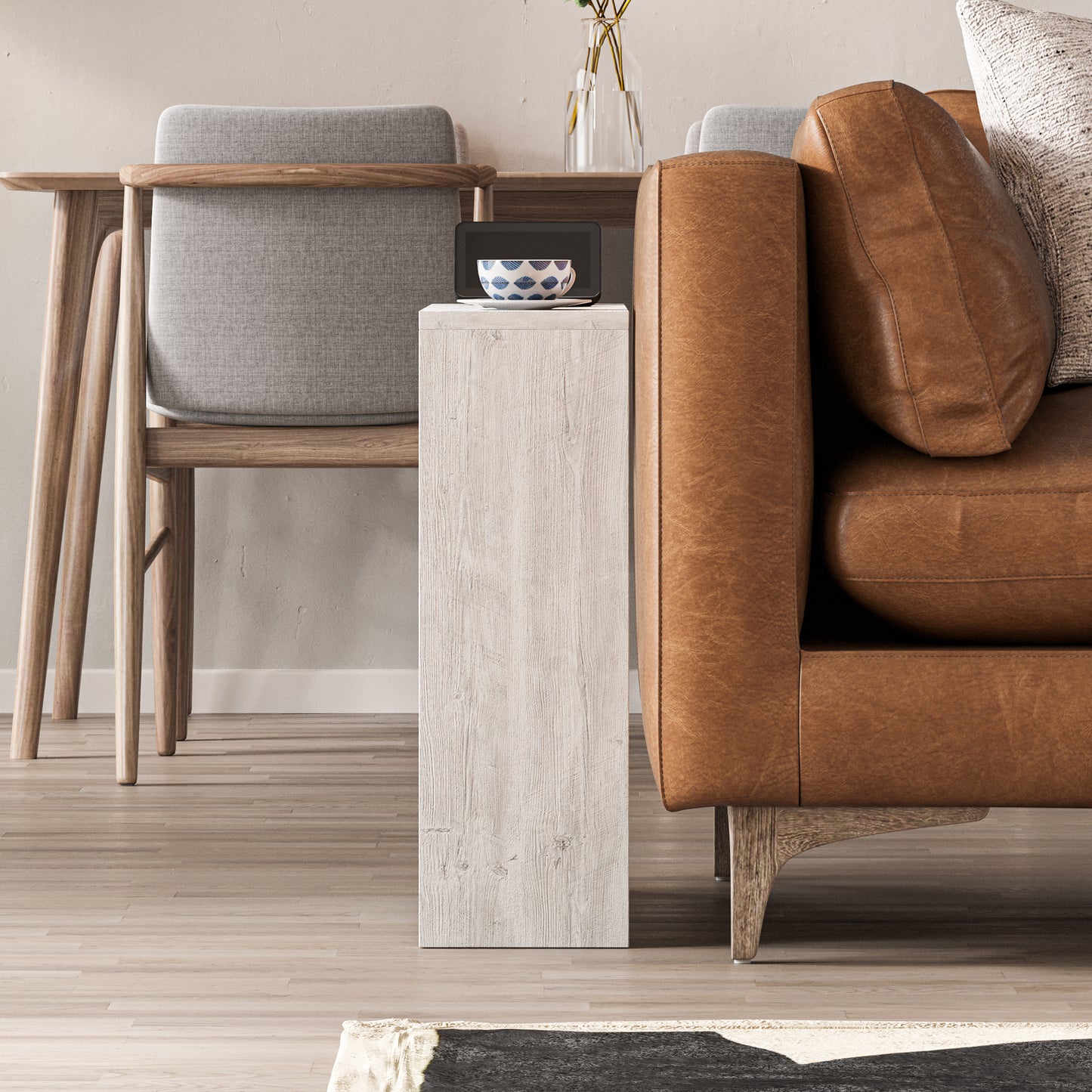 Simpi Modern Side End Table Mocha Grey Multipurpose With Creativeness H 60cm 2 Tier