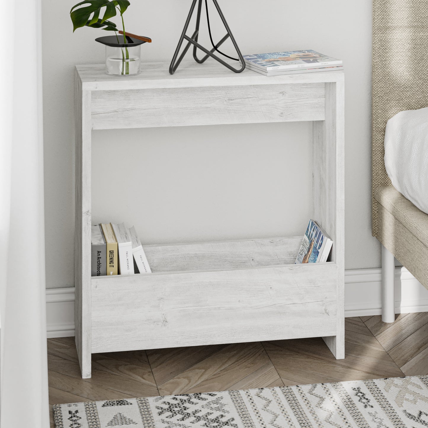Simpi Modern Side End Table Mocha Grey Multipurpose With Creativeness H 60cm 2 Tier