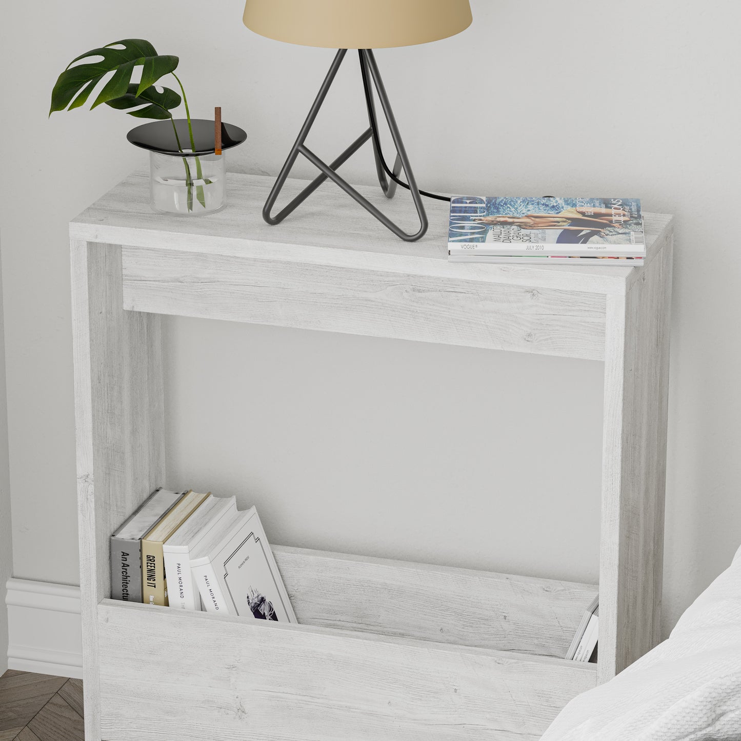Simpi Modern Side End Table Mocha Grey Multipurpose With Creativeness H 60cm 2 Tier