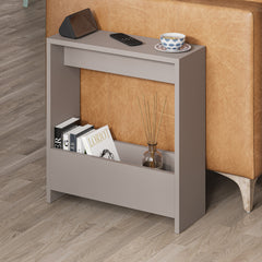 Simpi Modern Side End Table Mocha Grey Multipurpose With Creativeness H 60cm 2 Tier - Decortie