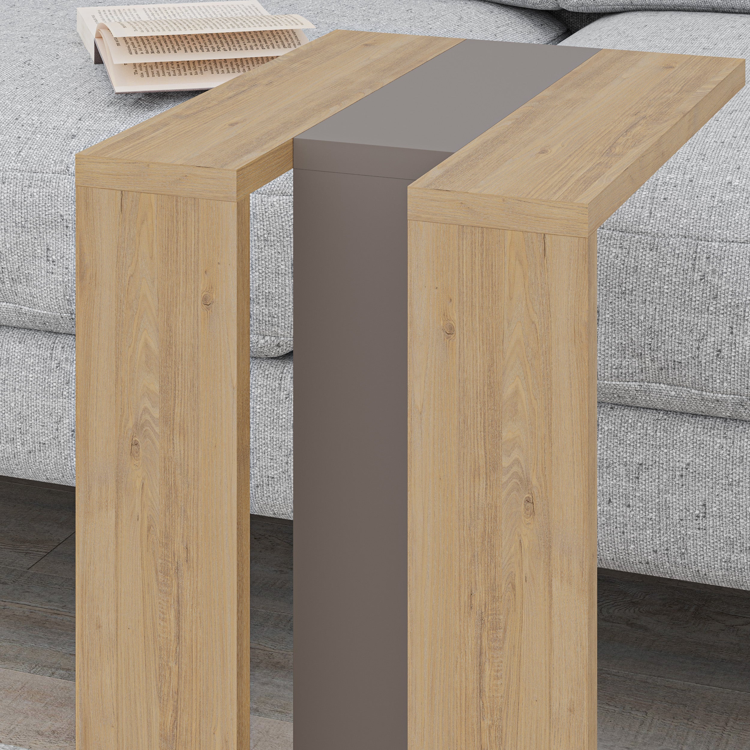 Muju Modern C Shape Table Multipurpose H 57cm – Sapphire Oak,Light Mocha,Sapphire Oak