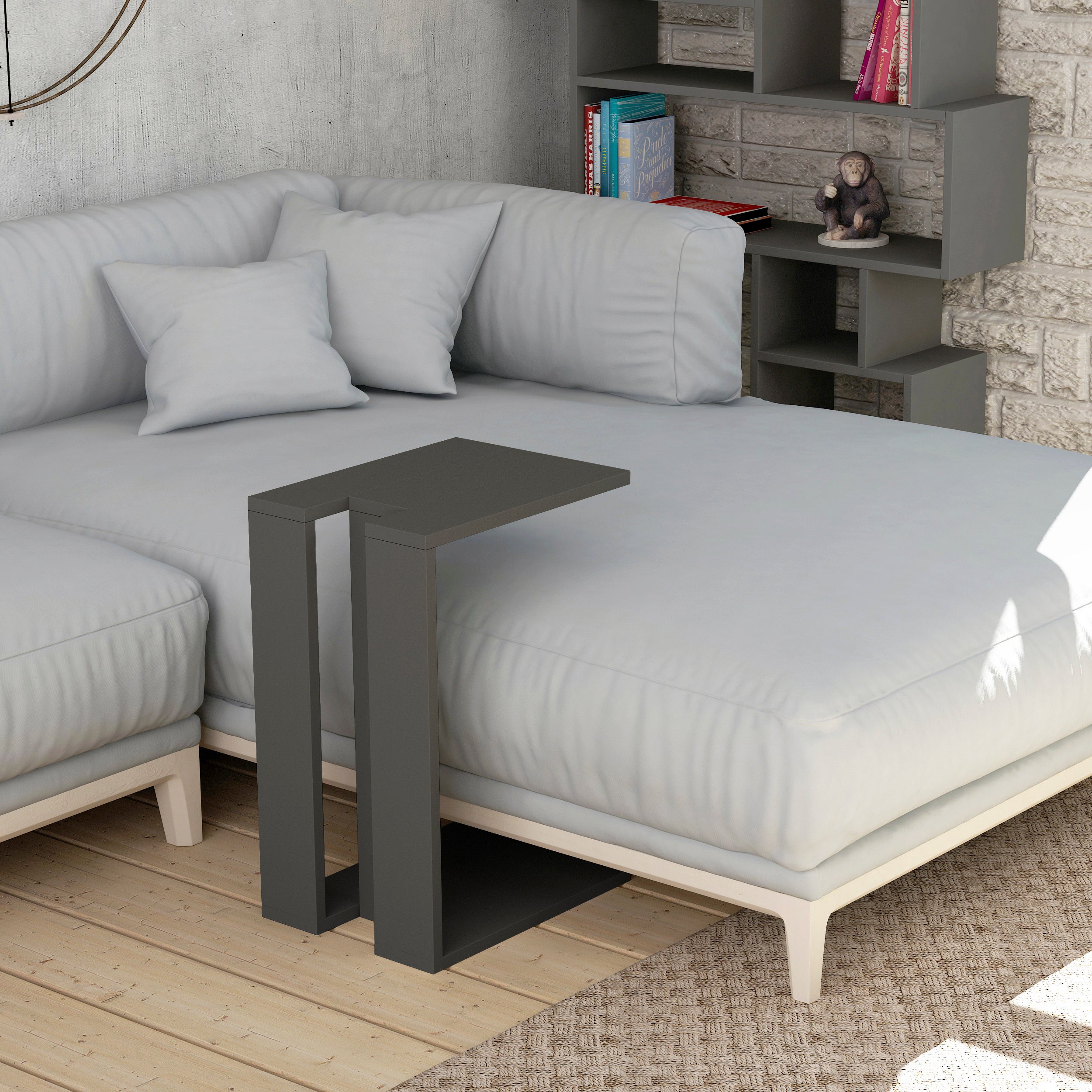 Muju Modern C Shape Table Multipurpose H 57cm – Anthracite