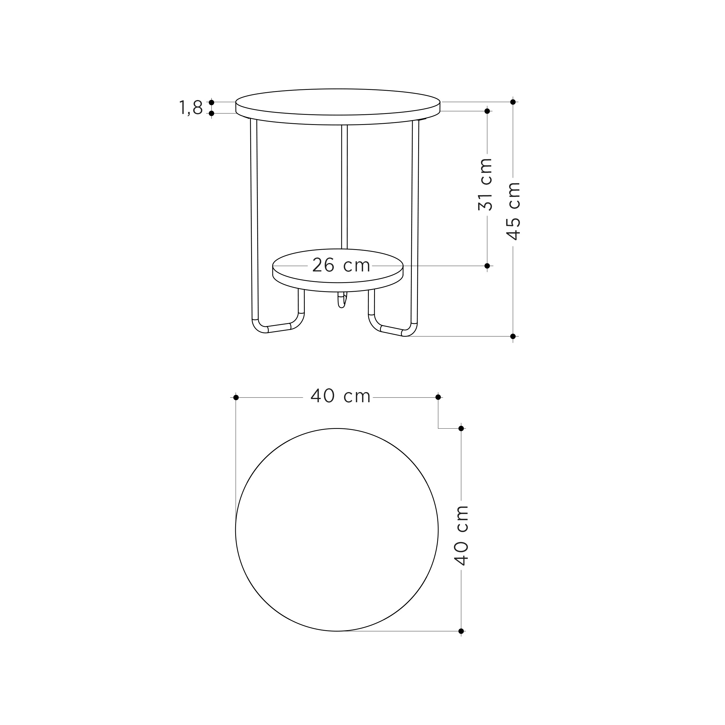 Corro Modern Side End Table Multipurpose With Creativeness H 45cm - Decortie