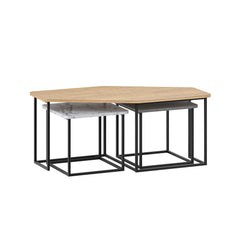 Nesty Modern Coffee Table 3 Pieces – Oak - Retro Grey - Carrara