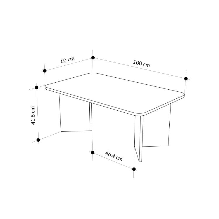 Sam Modern Radius Coffee Table 60x100 cm – dimensions – living room coffee table – Decortie