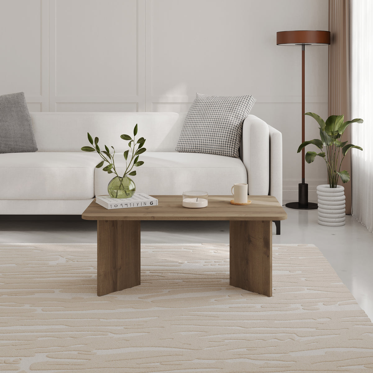 Sam Modern Radius Coffee Table - 60x100 cm in Dark Oak