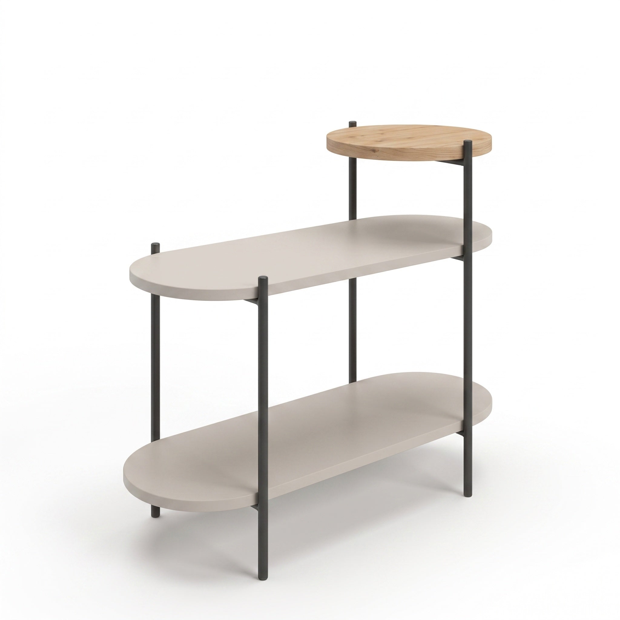 Somo 3-Tier Display Side Table – Sandstone,Sapphire Oak