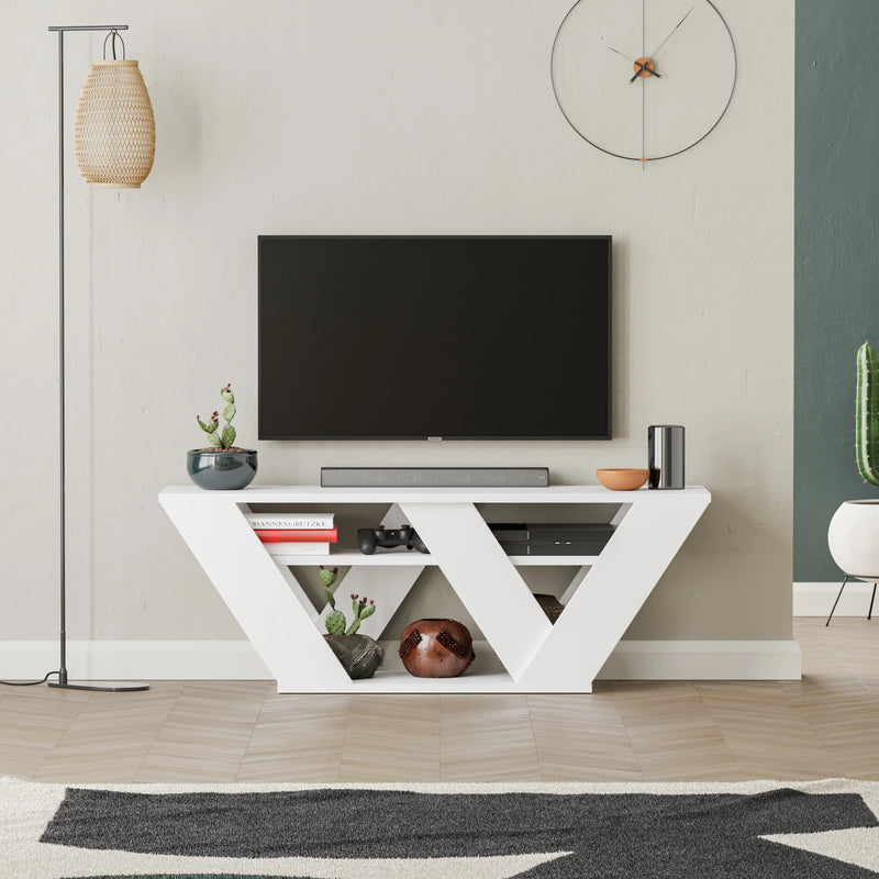 Pipralla Modern TV Stand Multimedia Centre TV Unit With Shelves 110cm