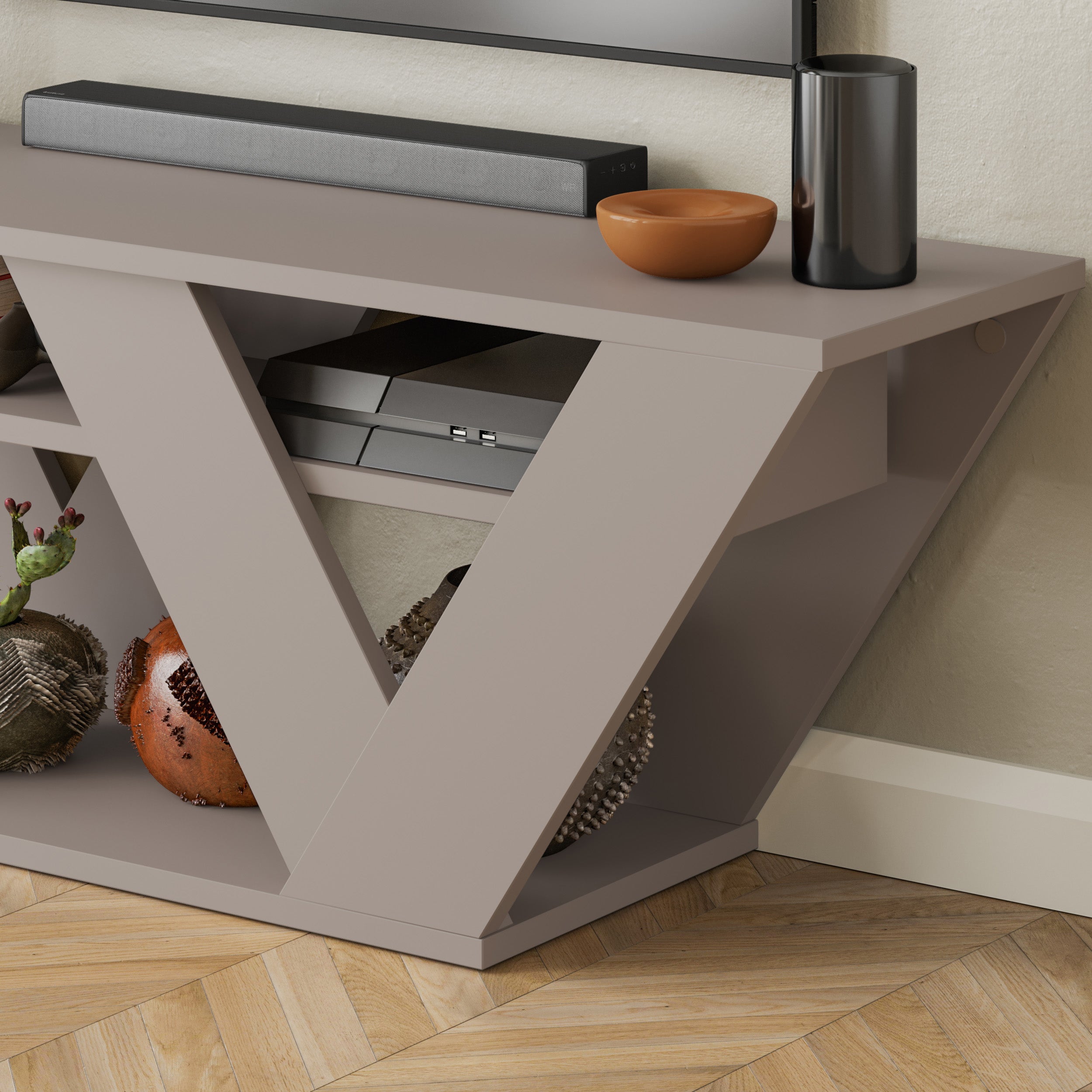 Pipralla Modern TV Stand Multimedia Centre TV Unit With Shelves 110cm