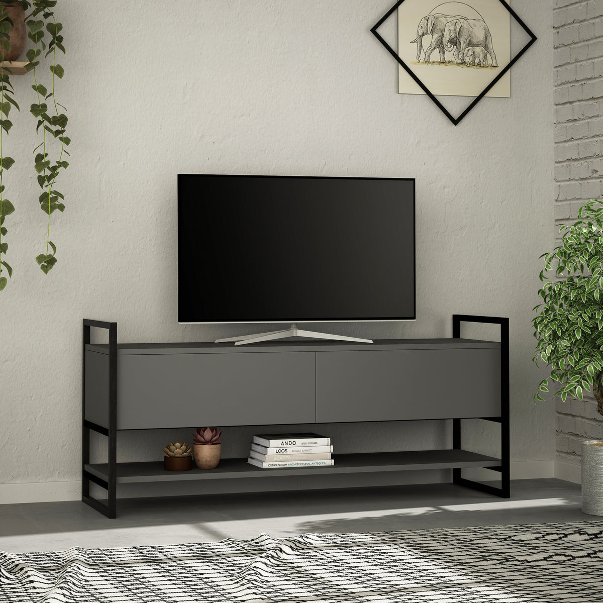 Metola Modern TV Stand Multimedia Centre TV Unit With Storage Cabinet 130cm - Decortie