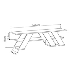 Fella Modern TV Stand Multimedia Centre TV Unit With Shelves 140cm