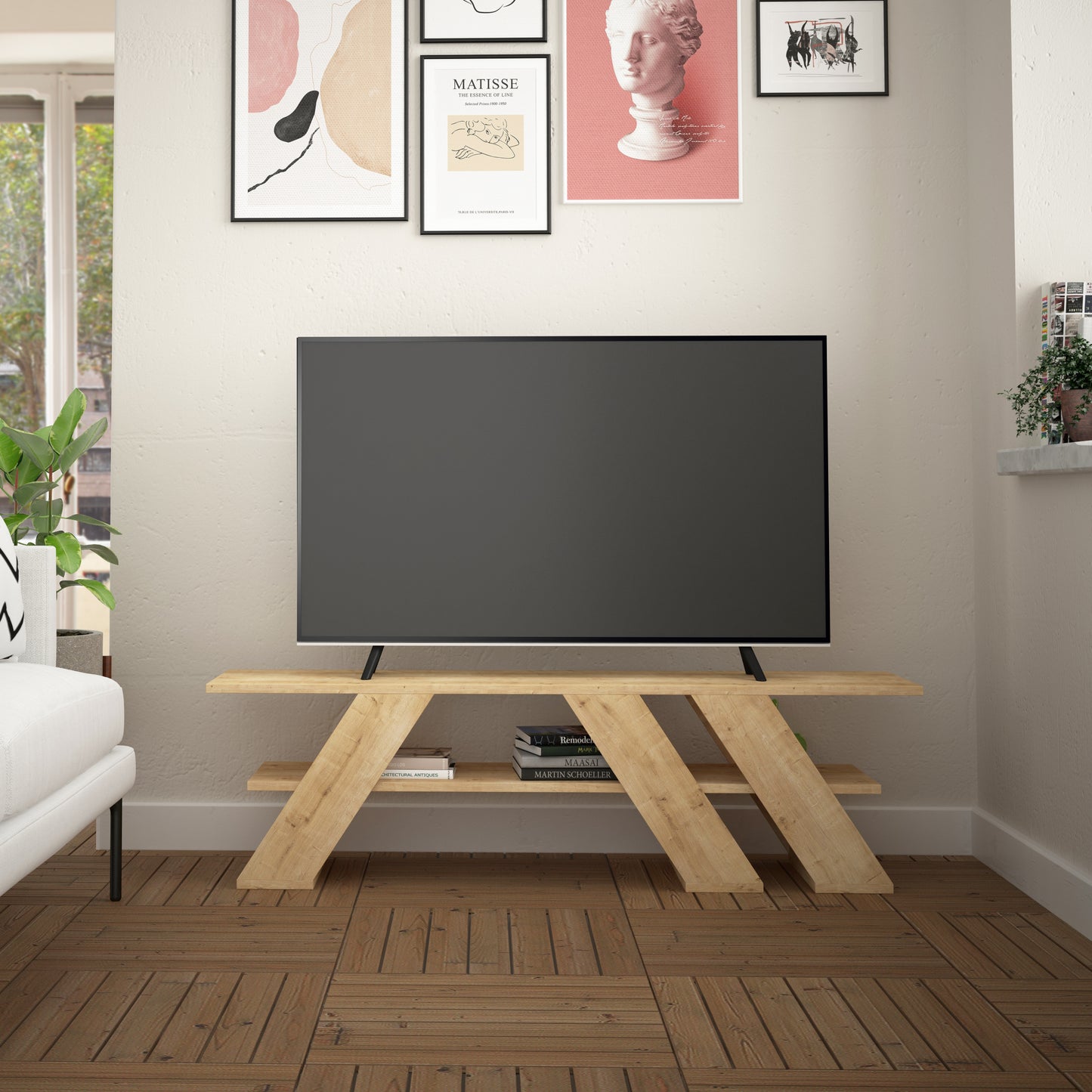 Fella Modern TV Stand Multimedia Centre TV Unit With Shelves 140cm