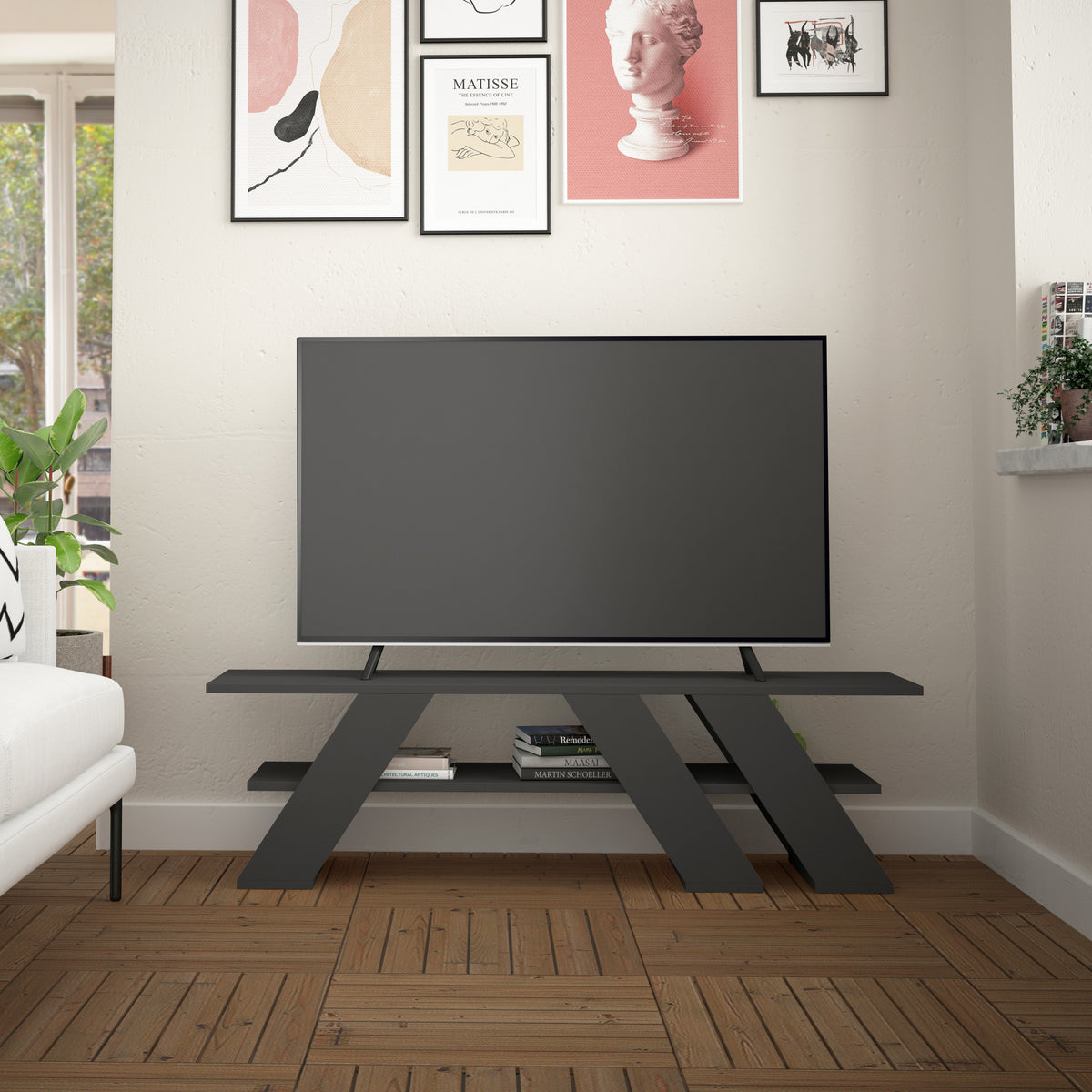 Fella Modern TV Stand Multimedia Centre TV Unit With Shelves 140cm