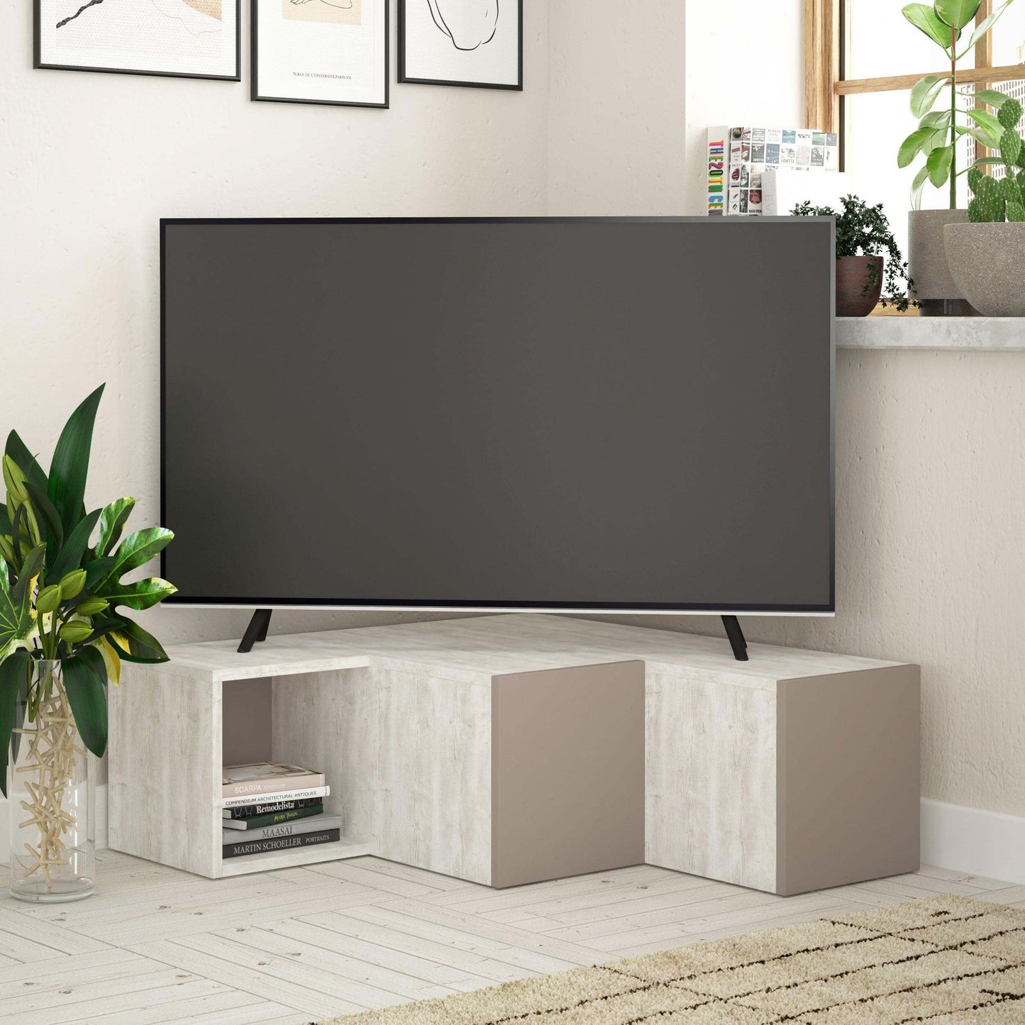 Compact Modern TV Stand Multimedia Centre With Storage Cabinet 94.2cm - Decortie